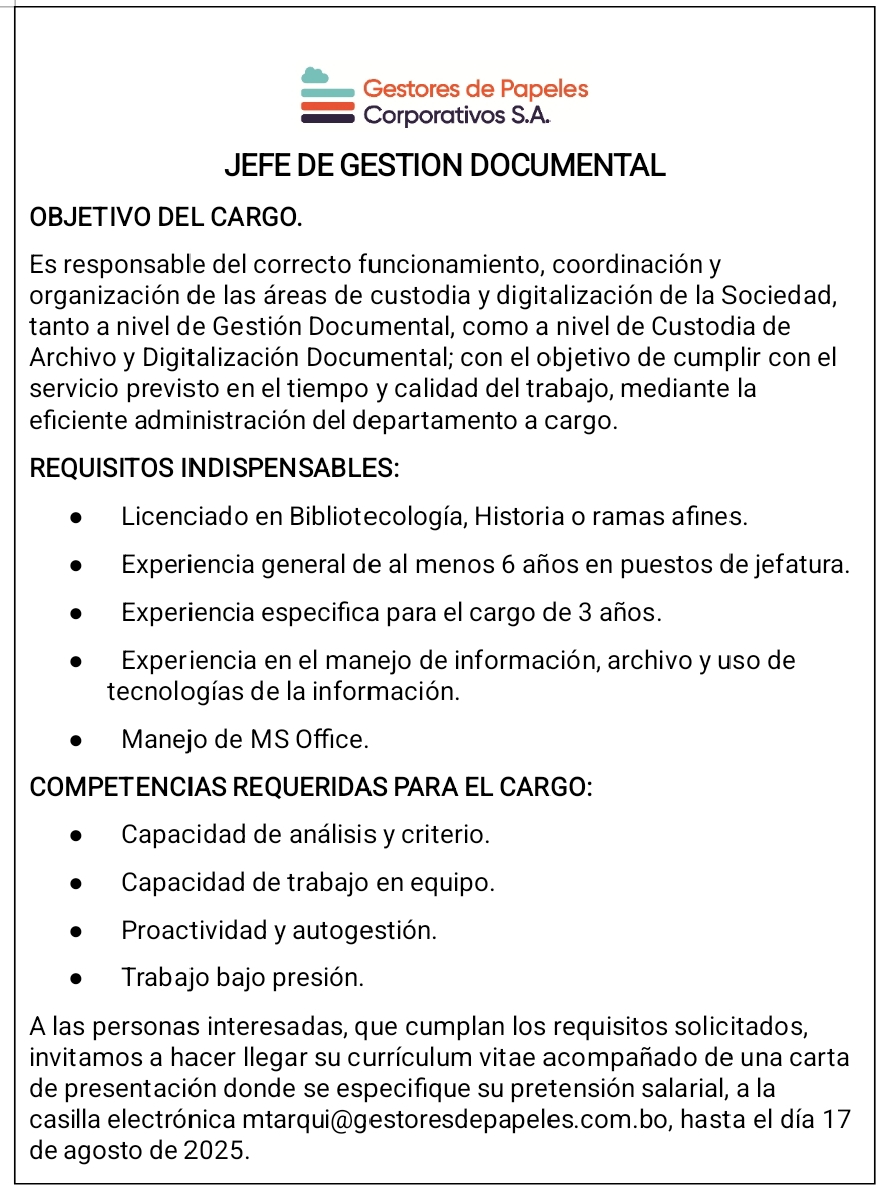 GESTORES DE PAPELES CORPORATIVOS S.A.