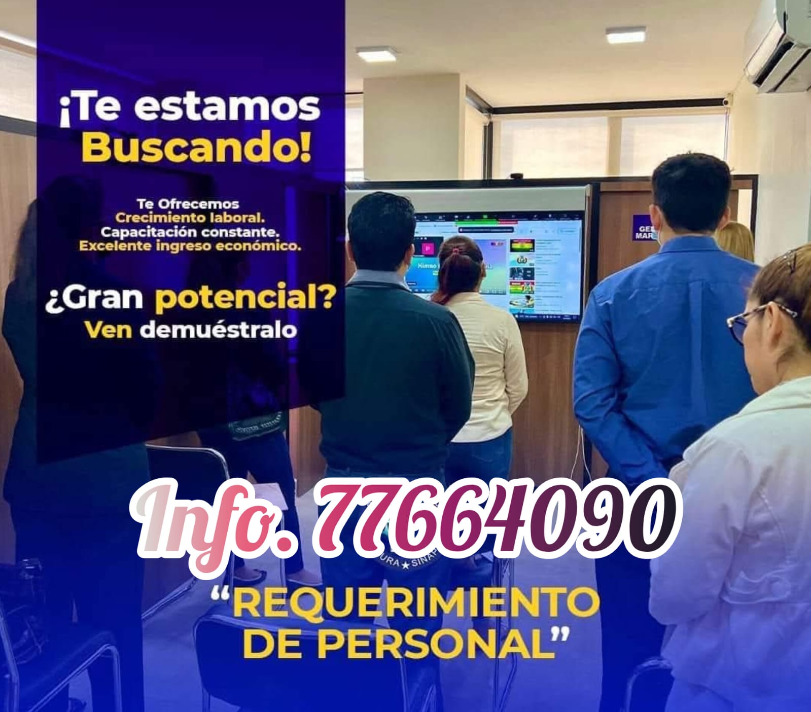 SINAPSIS S. R. L. Con presencia en 4 países y sólida experiencia en el mercado boliviano, requiere incorporar ejecutivos en sucursales de ⁠⁠⁠⁠⁠⁠⁠El ALTO.  ♦️Si tu eres Profesional o Universitario en las Áreas de: Marketing, Publicidad, Ingeniería Comercial, Comunicación Social Administración o ramas afines.♦️ QUE ESPERAS... POSTÚLATE!  Requerimos:  Responsabilidad y proactividad C/S Experiencia Facilidad de expresión y dinamismo Interesados enviar CV al 77664090