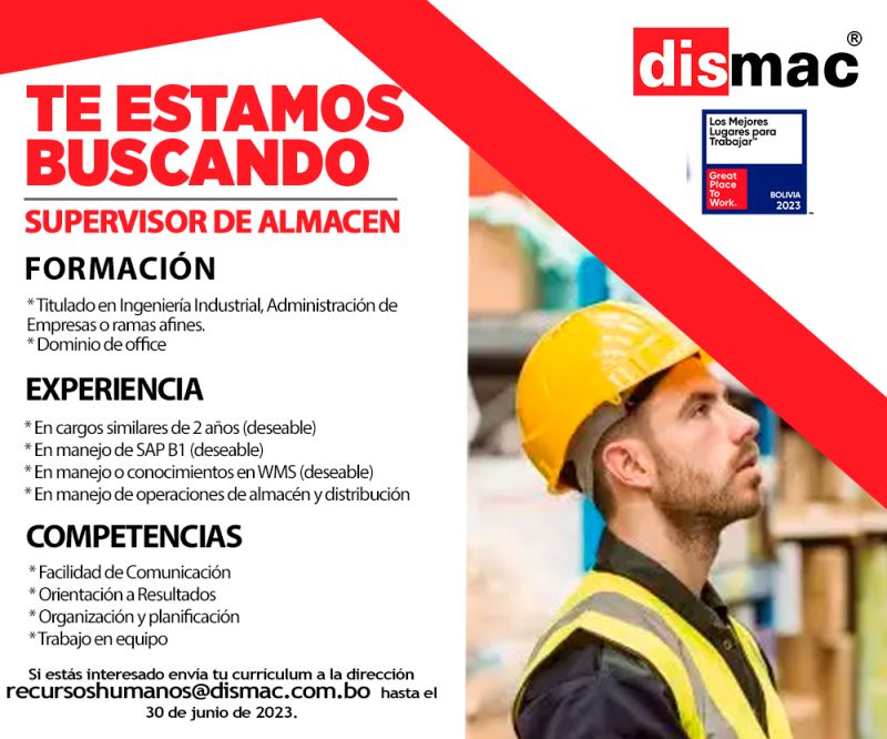 SUPERVISOR DE ALMACEN | Trabajando Bolivia