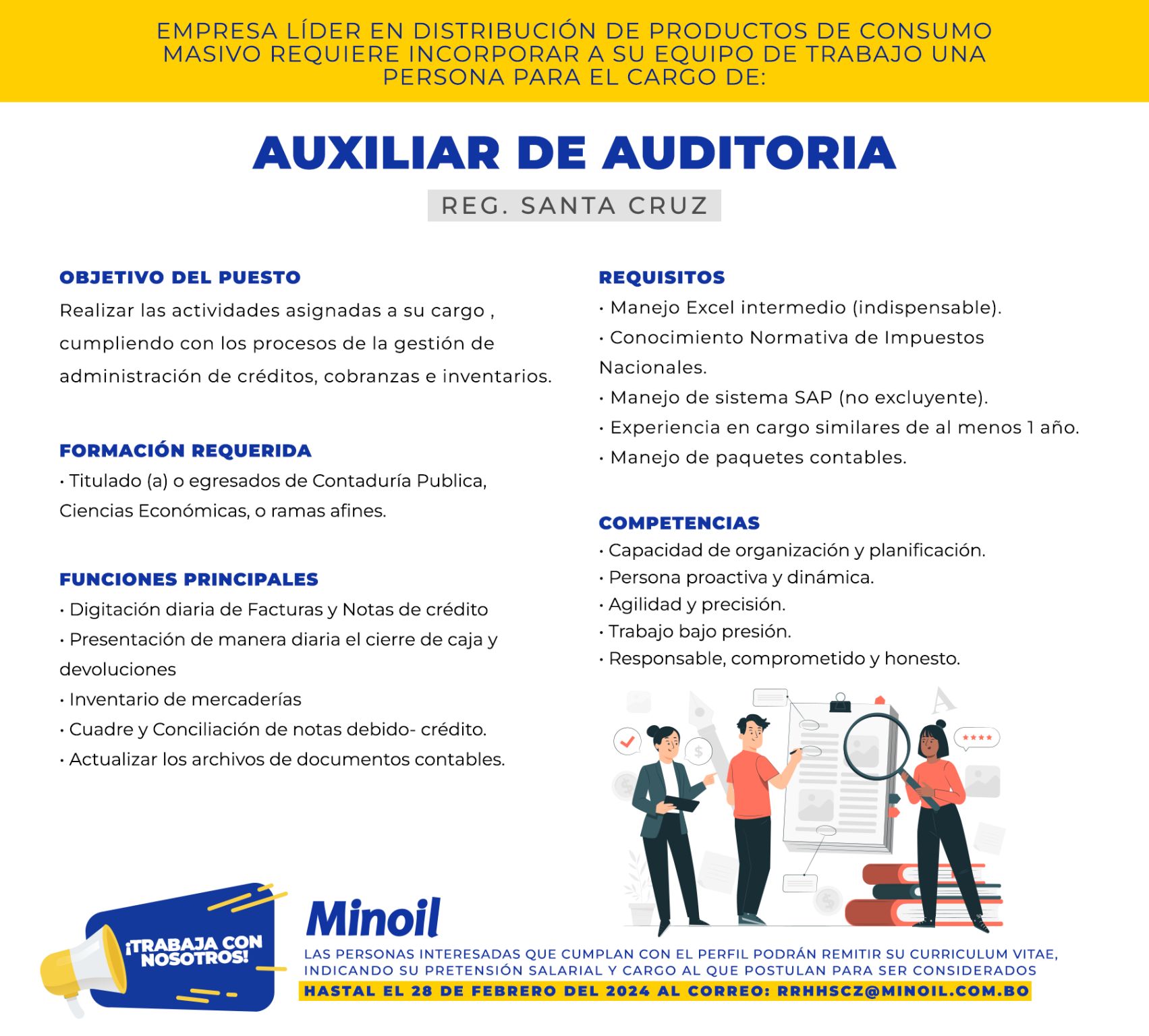 AUXILIAR DE AUDITORIA | Trabajando Bolivia