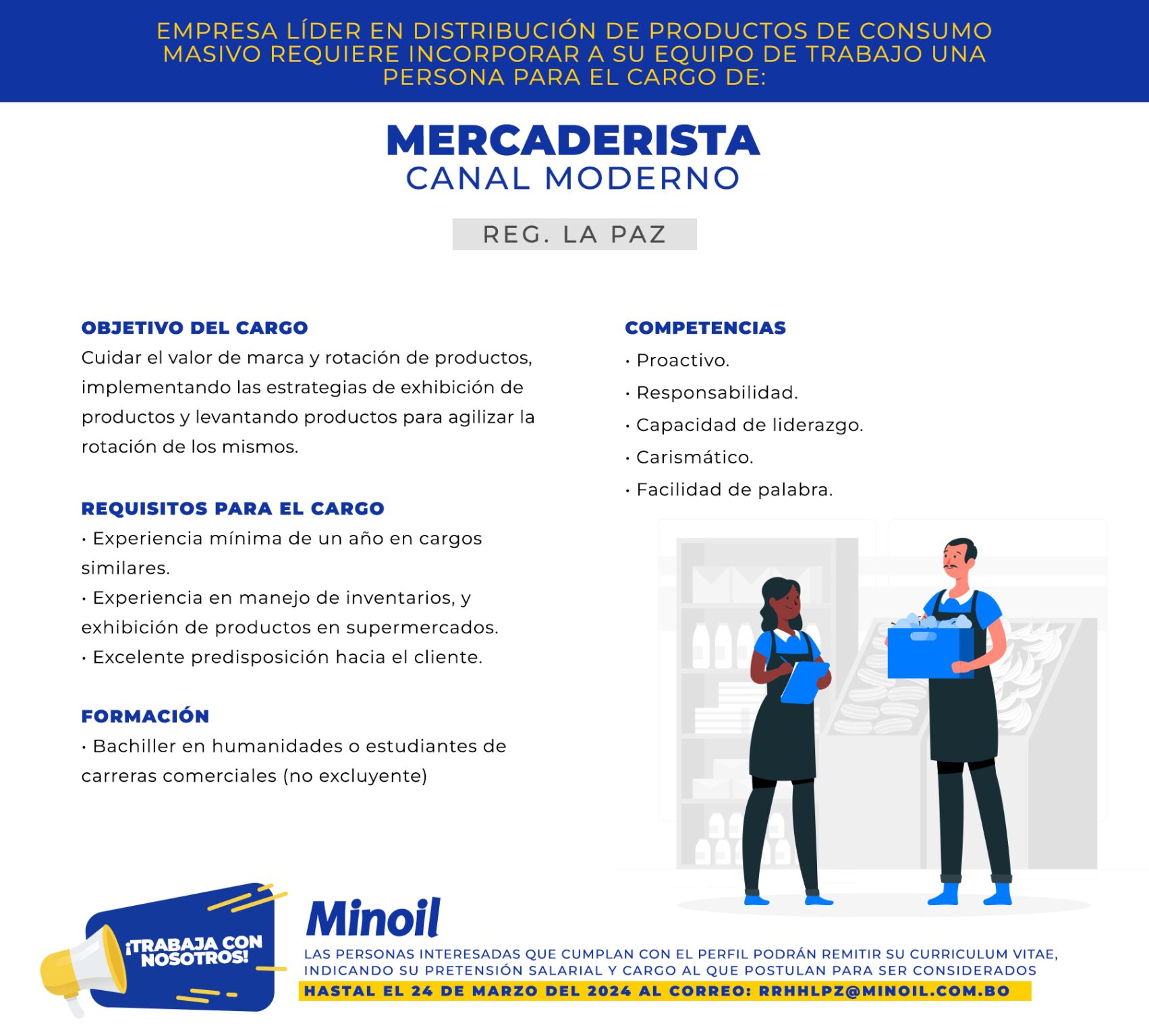 MERCADERISTA CANAL MODERNO | Trabajando Bolivia