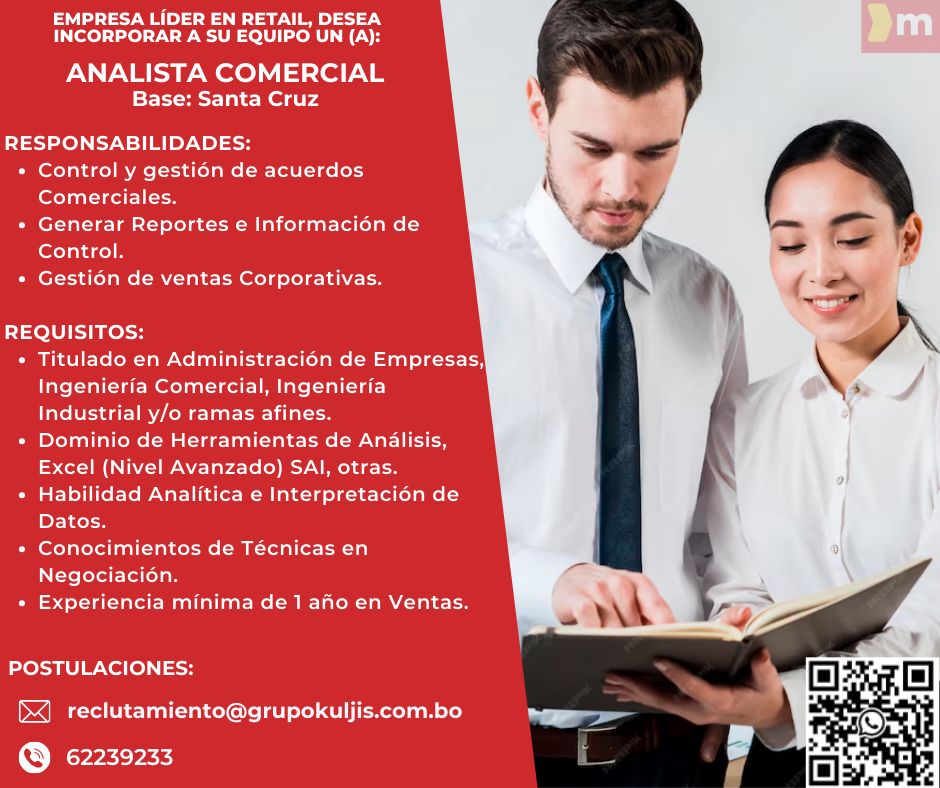 ANALISTA COMERCIAL Trabajando Bolivia