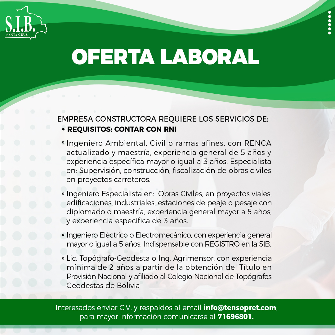 OFERTA LABORAL Trabajando Bolivia