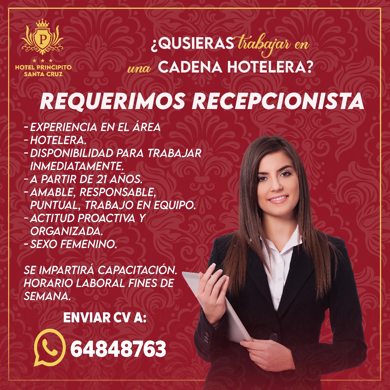 Recepcionista Trabajando Bolivia