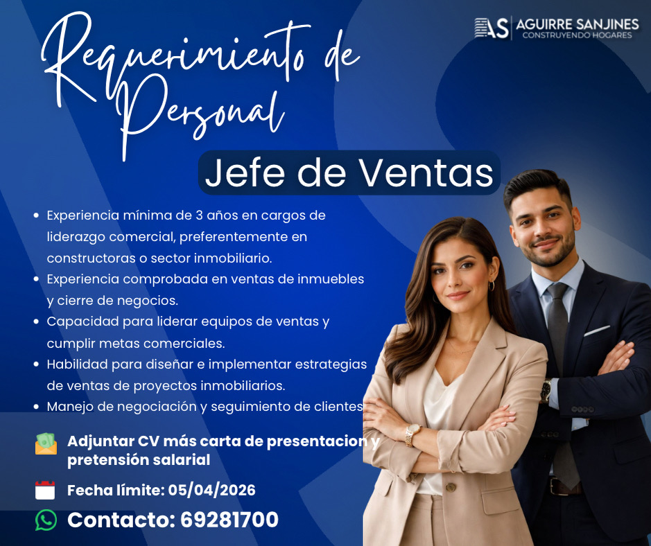 Estamos buscando Jefe de Ventas!