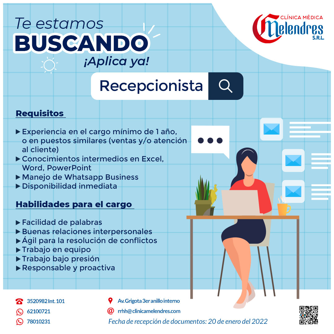 Recepcionista Trabajando Bolivia 8697