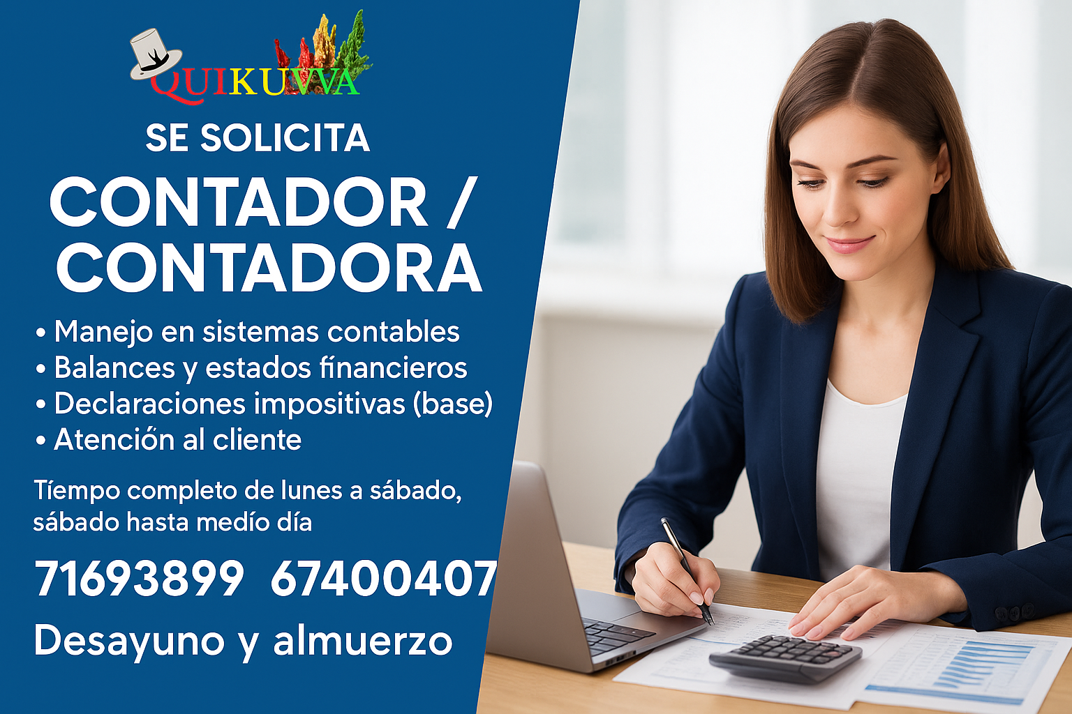 CONTADOR , CONTADORA, PEROSNA EN MANEJO DE ATENCION AL CLIENTE 