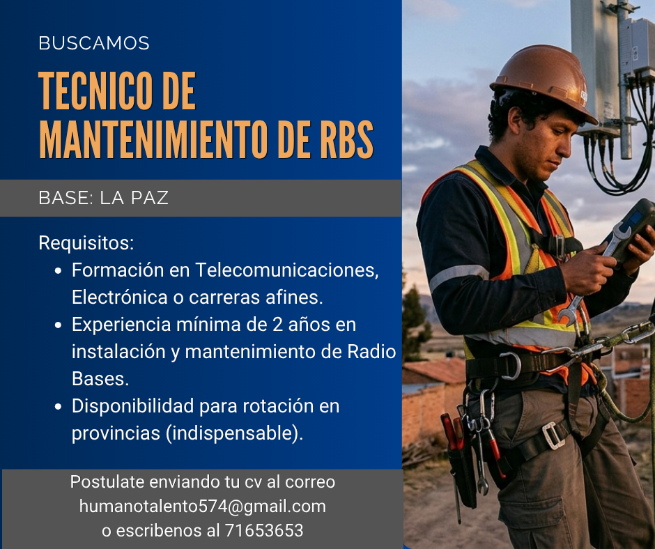 Técnico de Mantenimiento de RBS | Trabajando Bolivia