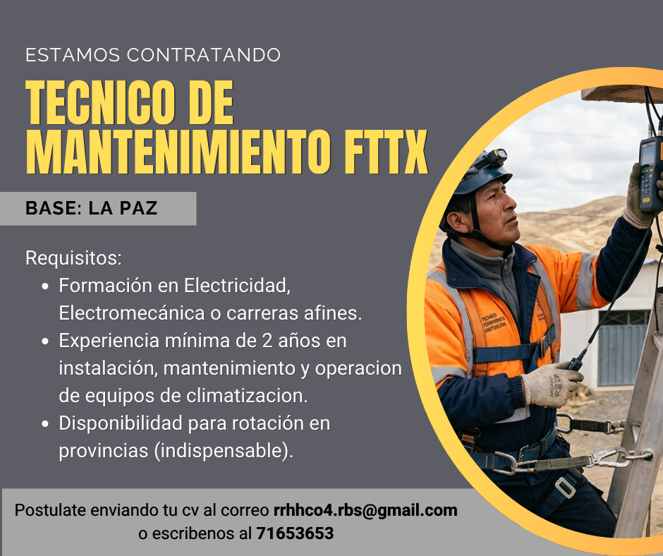 TECNICO DE MANTENIMIENTO DE ENERGIA Y CLIMATIZACION - FTTX | Trabajando ...