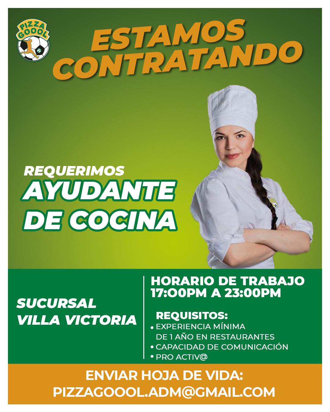 SOLICITAN AYUDANTE DE COCINA CON O SIN EXPERIENCIA - ZONA EMPLEOS