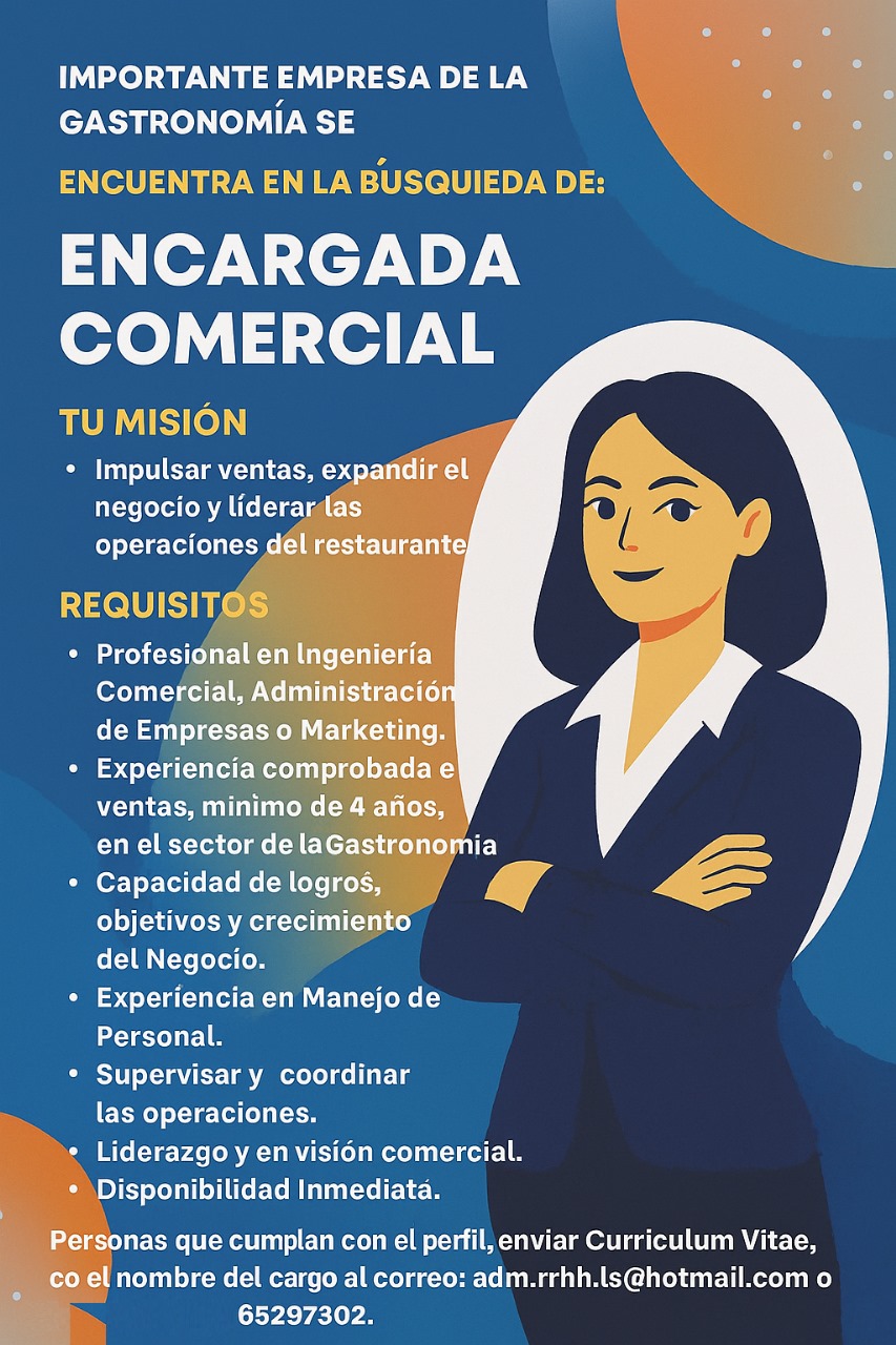 ENCARGADA COMERCIAL 