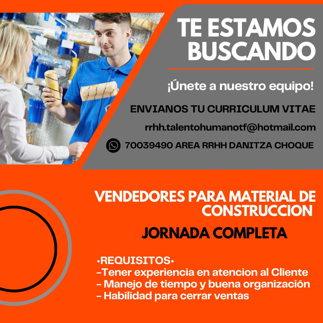 CONTRATAMOS VENDEDORES