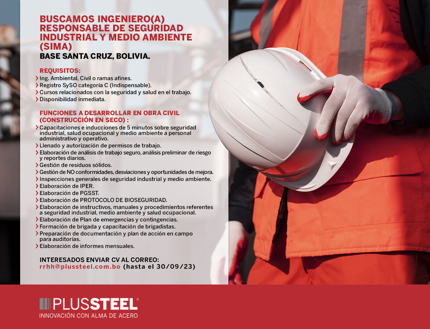 Jefe De Seguridad Industrial Y Medio Ambiente trabajando.com.bo